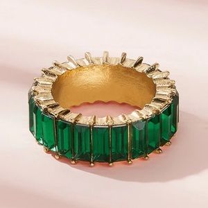 Rhinestone Eternity Stacking Ring Emerald